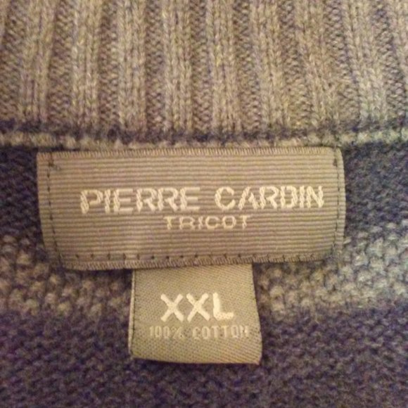 Pierre Cardin Tricot 1/4 Zip Gray Stripe Pullover Mock Neck Sweater Sz XXL - Picture 3 of 3